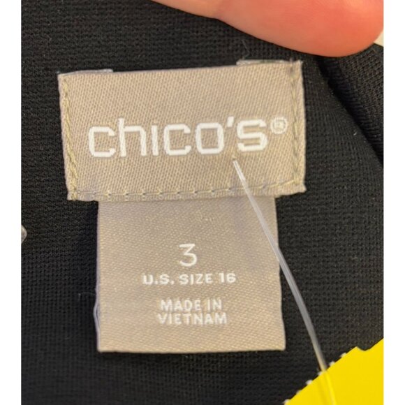 NWT Chicos Black Shift Dress With Lace Bell Sleeves Size 3\16 - Picture 6 of 7